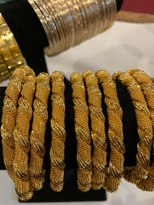 4pcs Bangle Bracelets 24 gold plate
