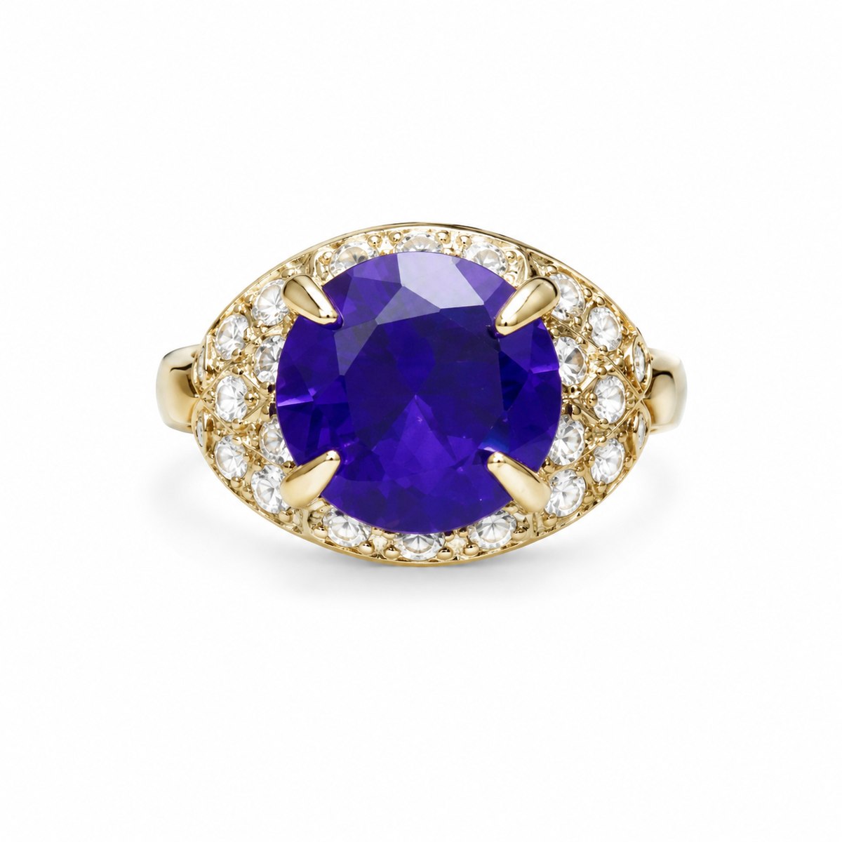 Amethyst Halo Ring