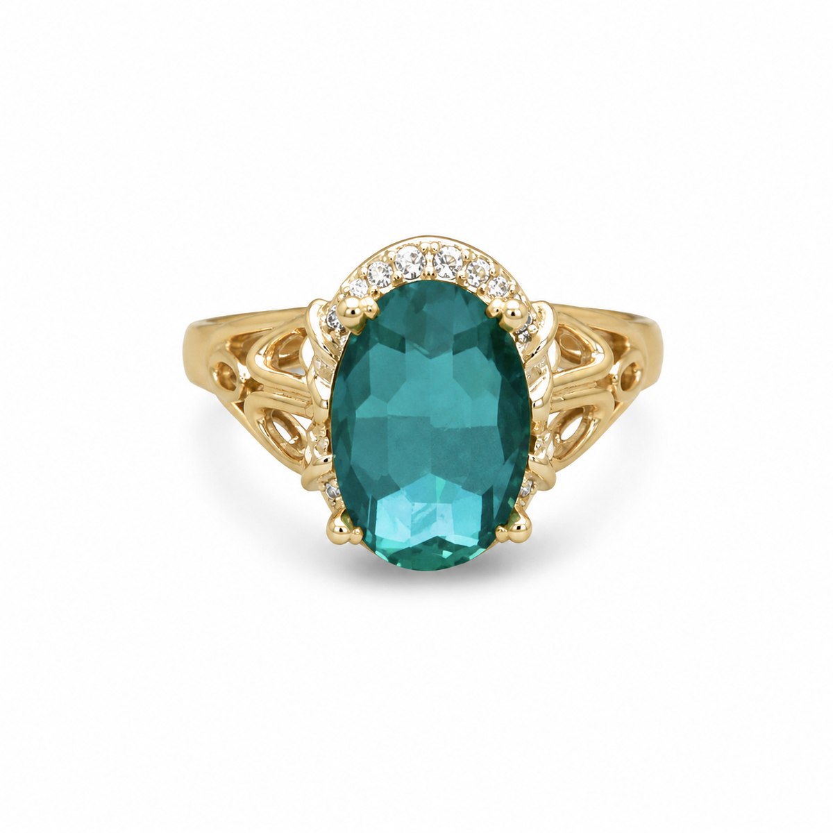 Teal Sapphire Halo Ring