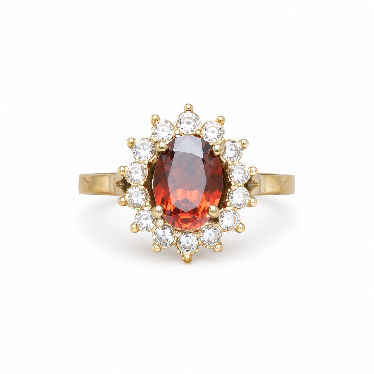 Garnet Cluster Halo Ring