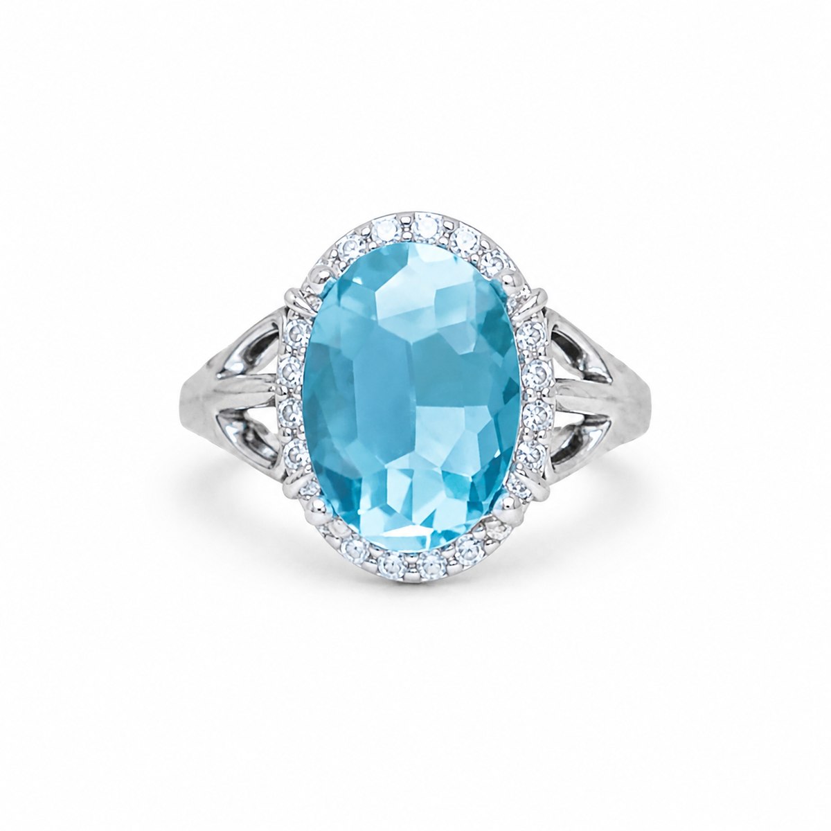 Blue Topaz Halo Ring