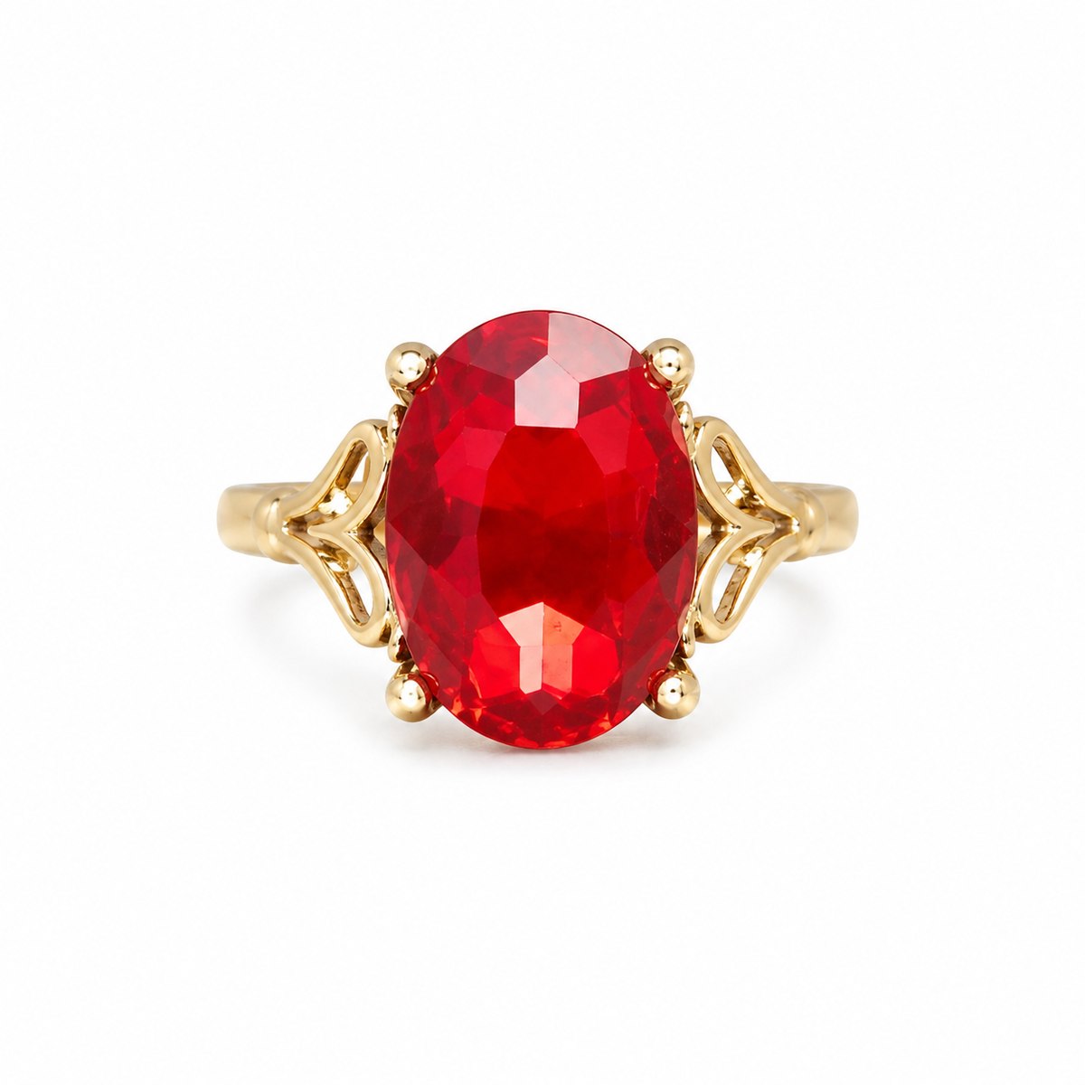 Fire Opal Heart Ring